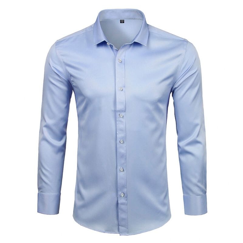 Camisa Masculina Social Lisa Conforto Anti Amassado [05] - Camisa Masculina Social Lisa Conforto Anti Amassado UseBonn Azul PP (45-50KG) 