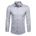 Camisa Masculina Social Lisa Conforto Anti Amassado [05] - Camisa Masculina Social Lisa Conforto Anti Amassado UseBonn Cinza PP (45-50KG) 