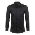 Camisa Masculina Social Lisa Conforto Anti Amassado [05] - Camisa Masculina Social Lisa Conforto Anti Amassado UseBonn Preto PP (45-50KG) 